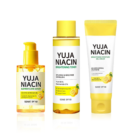 Some By Mi Yuja Niacin Set – A skincare set featuring Yuja Extract and Niacinamide to brighten, smooth, and even out your skin tone for a youthful, glowing complexion.
