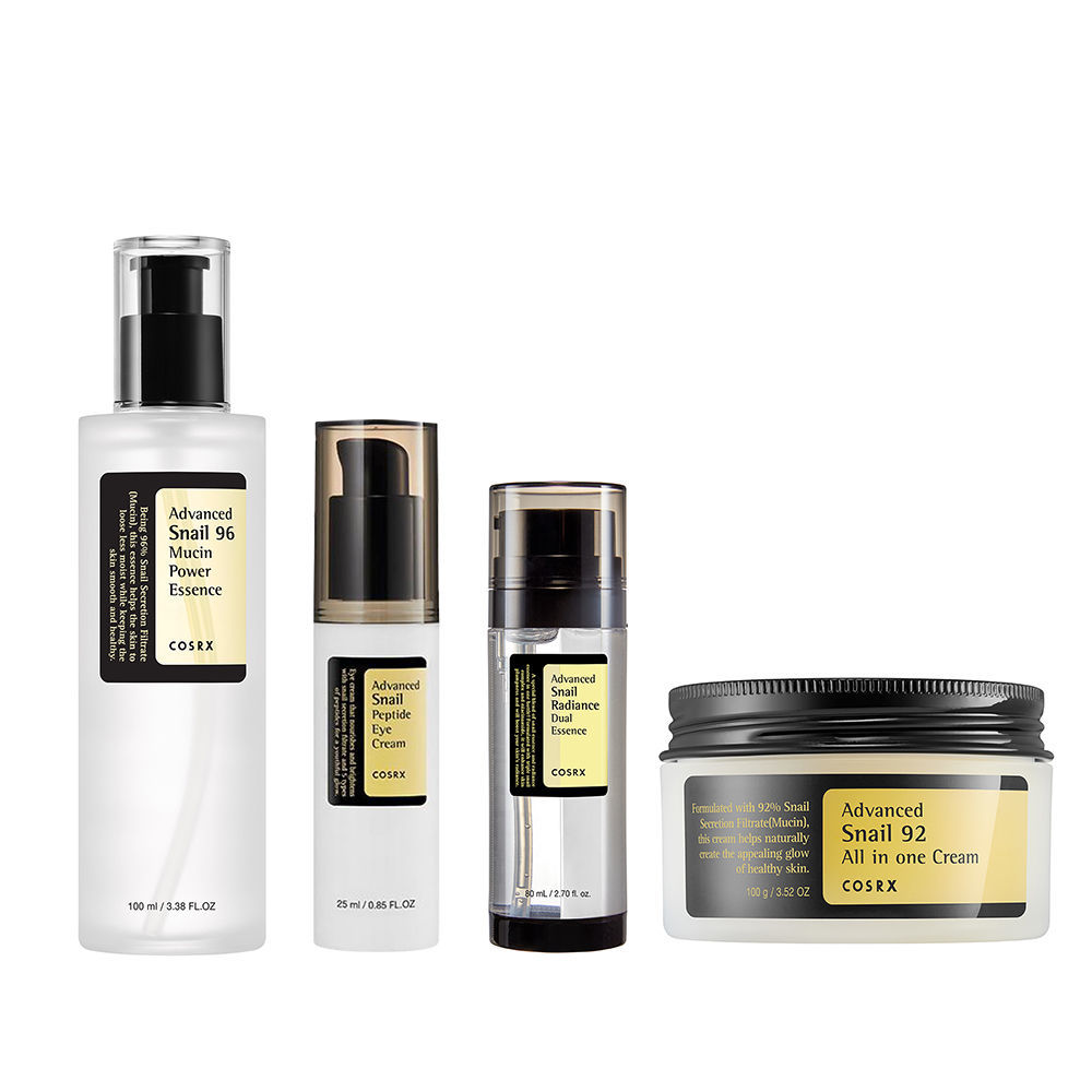COSRX Intensive Snail Care Set – A 4-piece skincare set with snail mucin to hydrate, repair, and improve skin texture