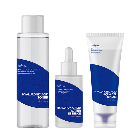 Isntree Hyaluronic Acid Set for Anti-Aging and Hydration – complete 3-step skincare set with toner, essence, and cream for deep hydration and wrinkle reduction