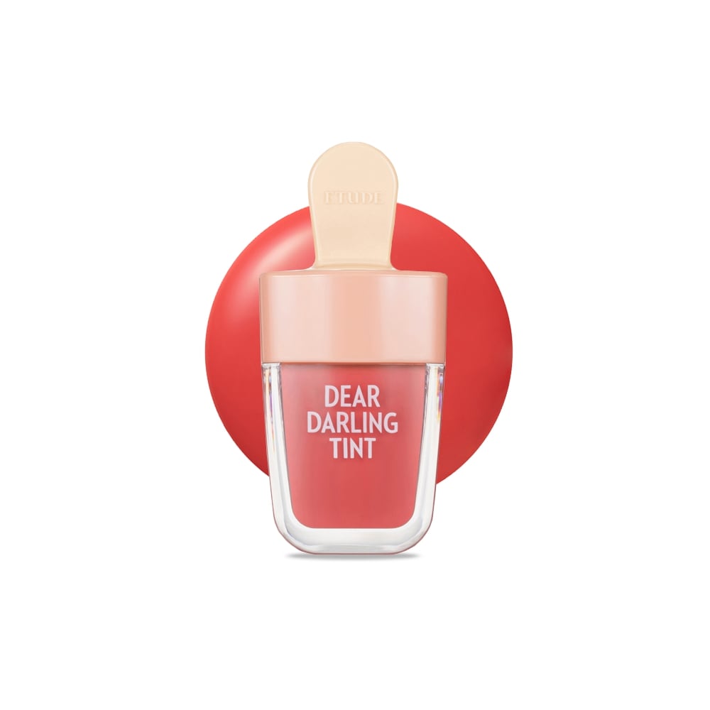 Swatches of Etude House Dear Darling Water Gel Tint – 5 vibrant shades of lip color with a moisturizing, juicy finish OR205 Apricot Red