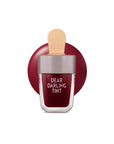 Swatches of Etude House Dear Darling Water Gel Tint – 5 vibrant shades of lip color with a moisturizing, juicy finish RD306 Shark Red