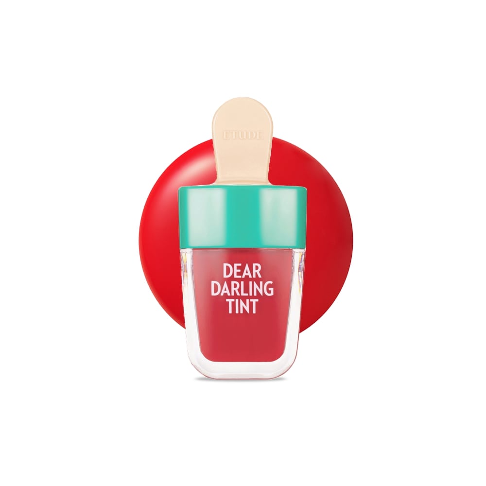 Swatches of Etude House Dear Darling Water Gel Tint – 5 vibrant shades of lip color with a moisturizing, juicy finish RD307 Watermelon