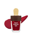 Swatches of Etude House Dear Darling Water Gel Tint – 5 vibrant shades of lip color with a moisturizing, juicy finish RD308 Honey Red
