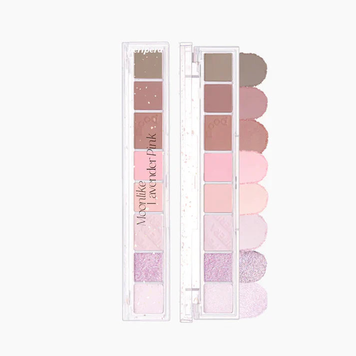 A compact Single File Eye Shadow Palette featuring 8 versatile shades in matte, pearl glitter, and shimmer finishes, perfect for creating a range of eye looks.