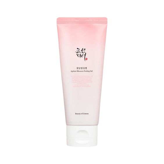 The Beauty of Joseon Apricot Blossom Peeling Gel 100ml, a gentle gommage exfoliator with 19% Prunus Mume Flower Water, designed to exfoliate, hydrate, and smooth the skin on both face and body