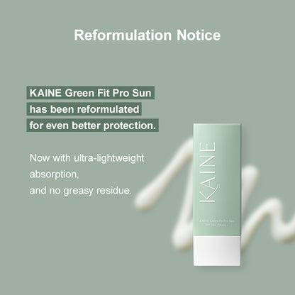 Kaine Green Fit Pro Sun SPF 50+ Sunscreen - sweat-proof, lightweight, and hydrating sunscreen for sensitive skin with strong UV protection