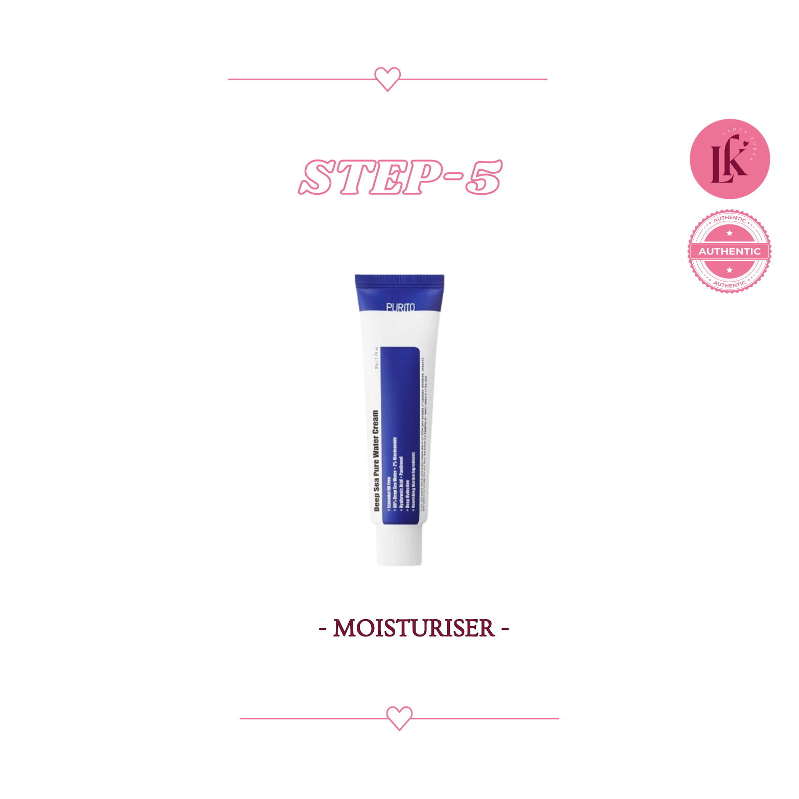 Korean Skincare routine for combination skin 5th product Purito Deep Sea Pure Water Cream - lightweight moisturizer with deep hydration for all skin types