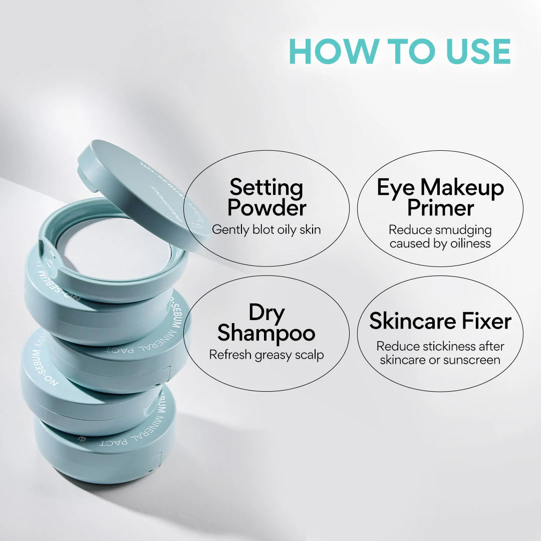 Innisfree No Sebum Mineral Pact – 8.5g compact powder that controls excess oil, fixes makeup, and leaves skin smooth and fresh without flaking.