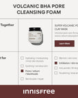 Innisfree Volcanic Pore BHA Cleansing Foam – 150ml daily foam cleanser with Jeju Volcanic Cluster to deep clean pores, remove excess oil, and control sebum