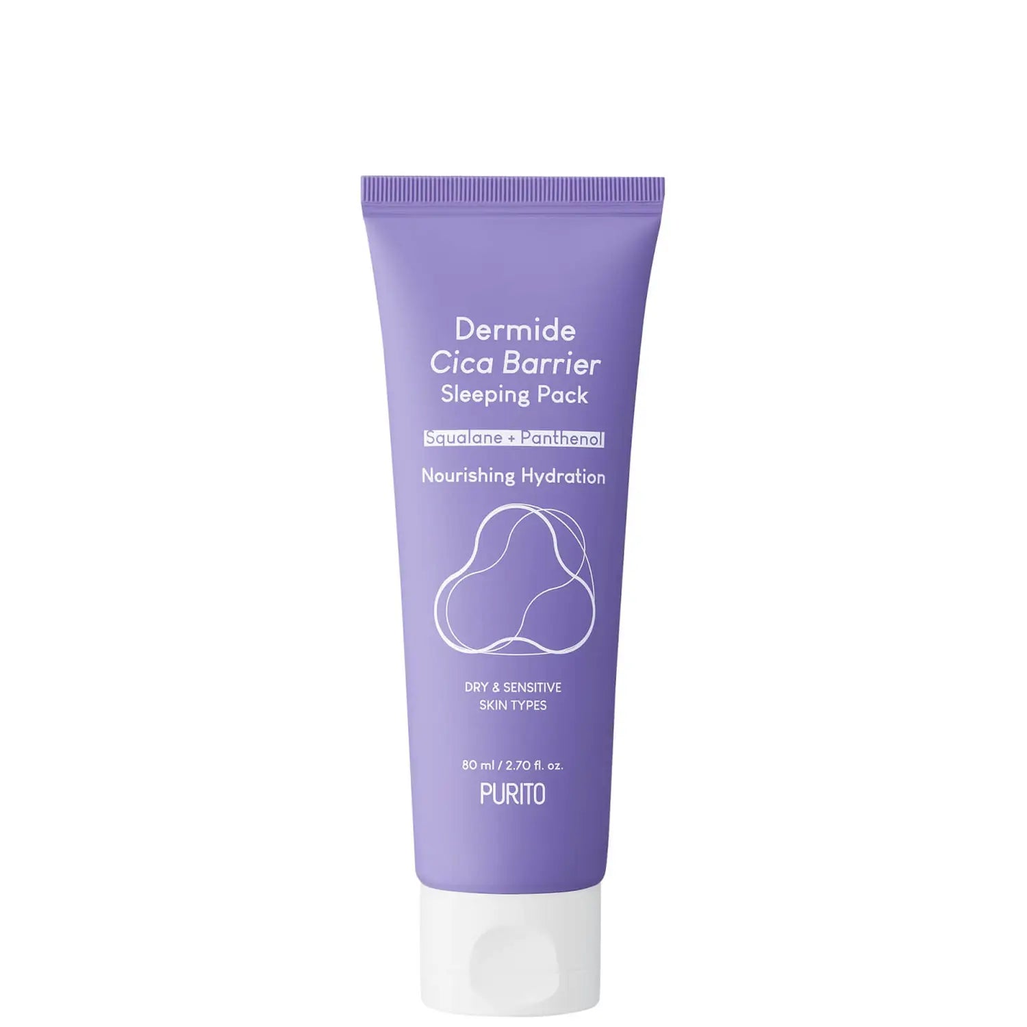 Purito Dermide Cica Barrier Sleeping Pack 80ml – Soothing overnight cream with Centella Asiatica (Cica) to repair and hydrate skin.