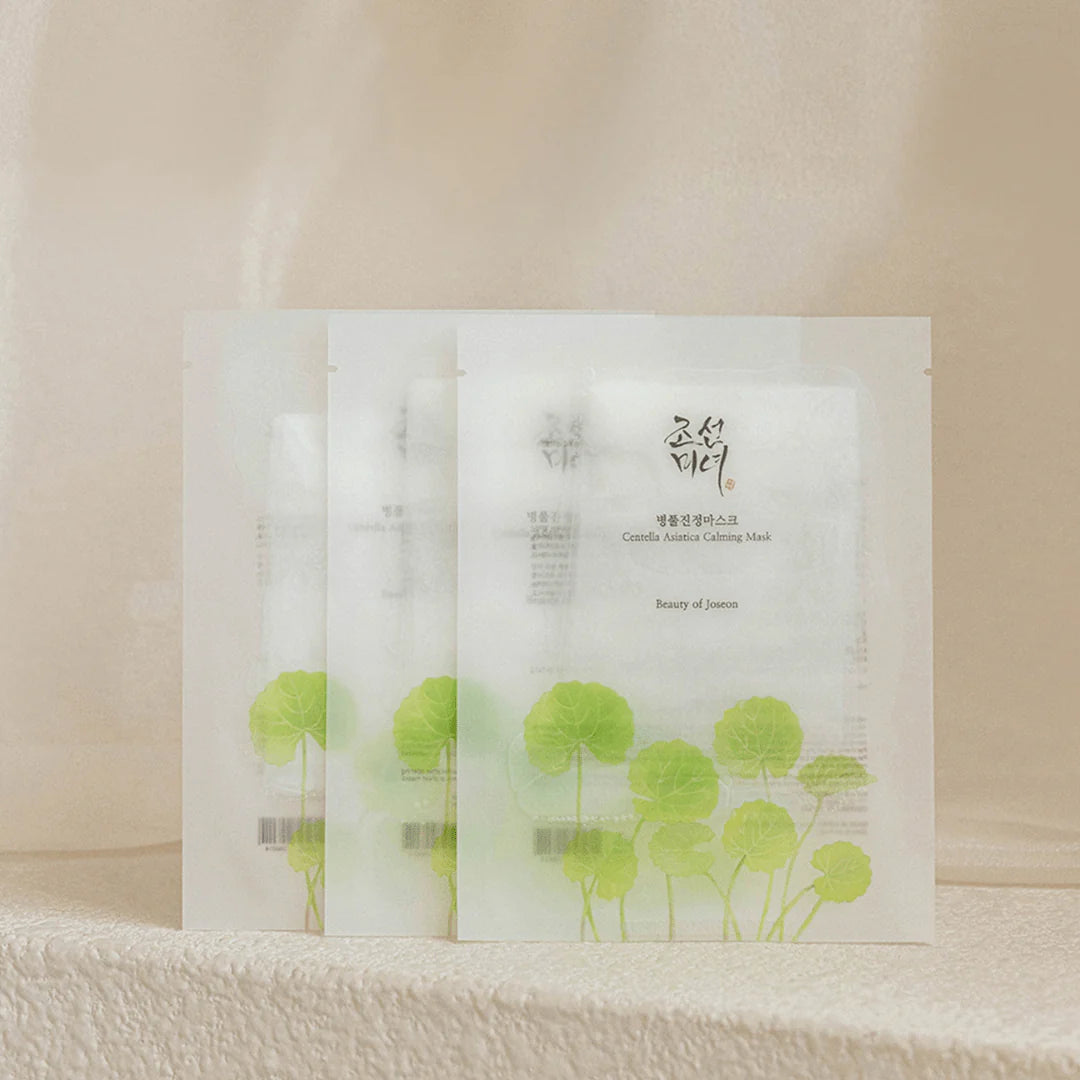 The Beauty of Joseon Centella Asiatica Calming Mask 25ml, a soothing face mask with 15% Centella Asiatica, three types of hyaluronic acid, and nourishing extracts to calm, hydrate, and protect sensitive skin