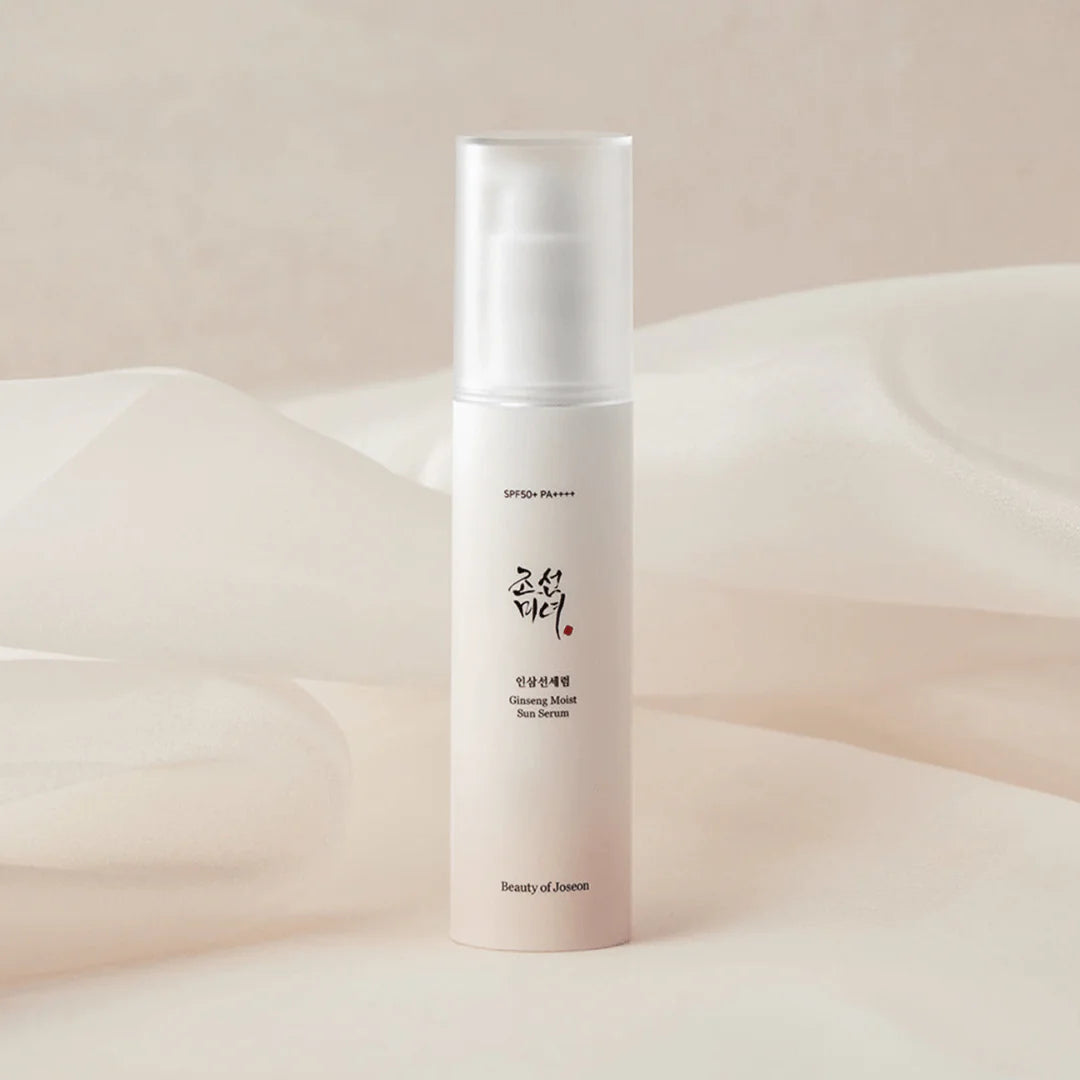 Beauty of Joseon Ginseng Moist Sun Serum 50ml with SPF 57+ and PA++++, a lightweight, moisturizing sunscreen made with 30% ginseng extract and niacinamide to protect from UV rays and hydrate the skin