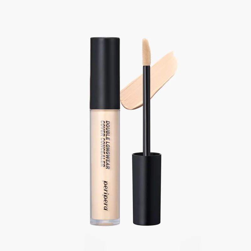 Peripera Double Longwear Cover Concealer, featuring a double powder formula for smooth, long-lasting coverage that effectively hides blemishes, dark circles, and imperfections.