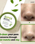 Some By Mi Super Matcha Pore Clean Clay Mask – Before and after images showing the mask's effectiveness in cleaning pores and reducing blackheads.