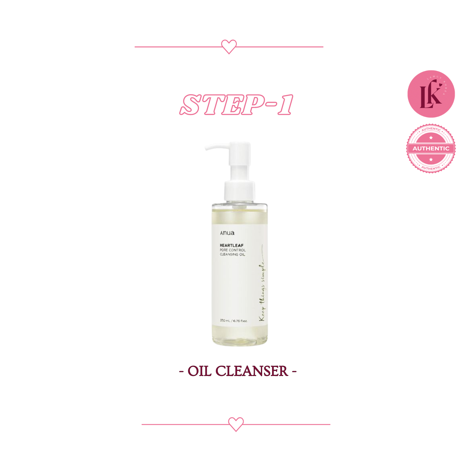 Korean skincare for sensitive skin 1st product Anua Heartleaf Pore Control Cleansing Oil - gentle makeup remover with heartleaf extract and sunflower oil for sensitive skin