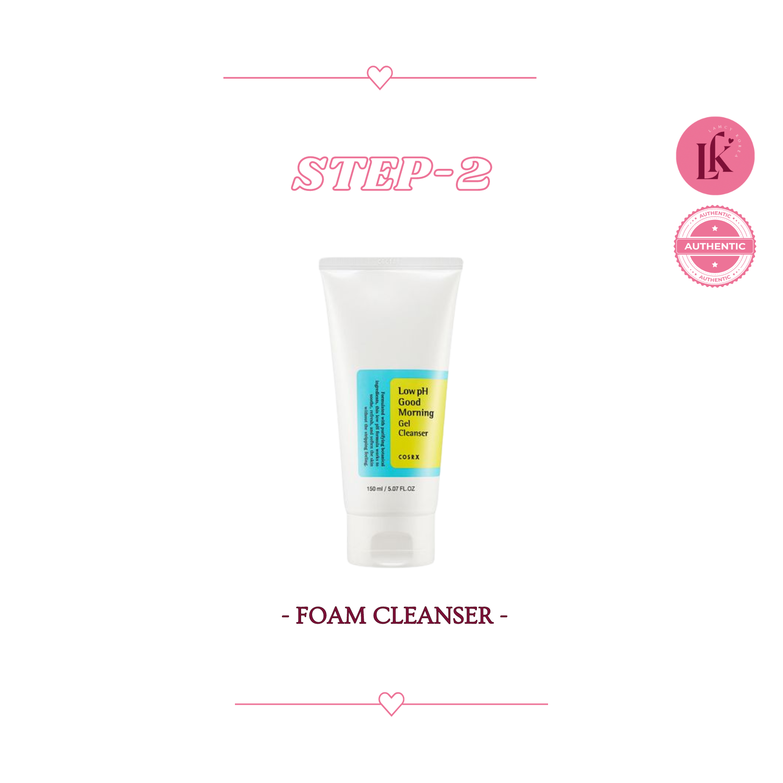 Korean skincare for sensitive skin 2nd product Cosrx Low pH Good Morning Gel Cleanser - mild foaming cleanser with tea tree oil and BHA for balanced, irritation-free skin