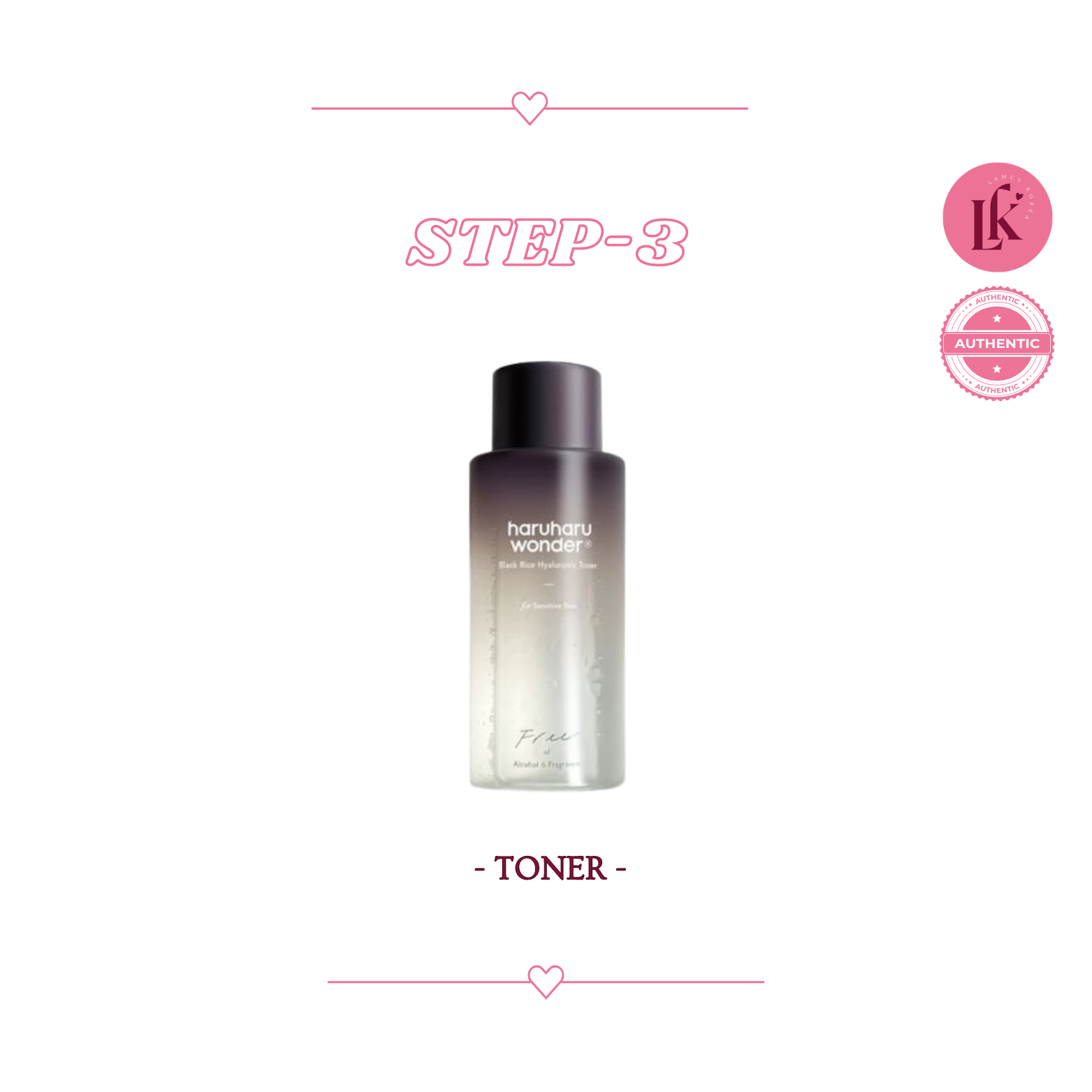 Korean skincare for sensitive skin 3rd product Haruharu Wonder Black Rice Hyaluronic Toner - antioxidant-rich toner with black rice and hyaluronic acid for hydration