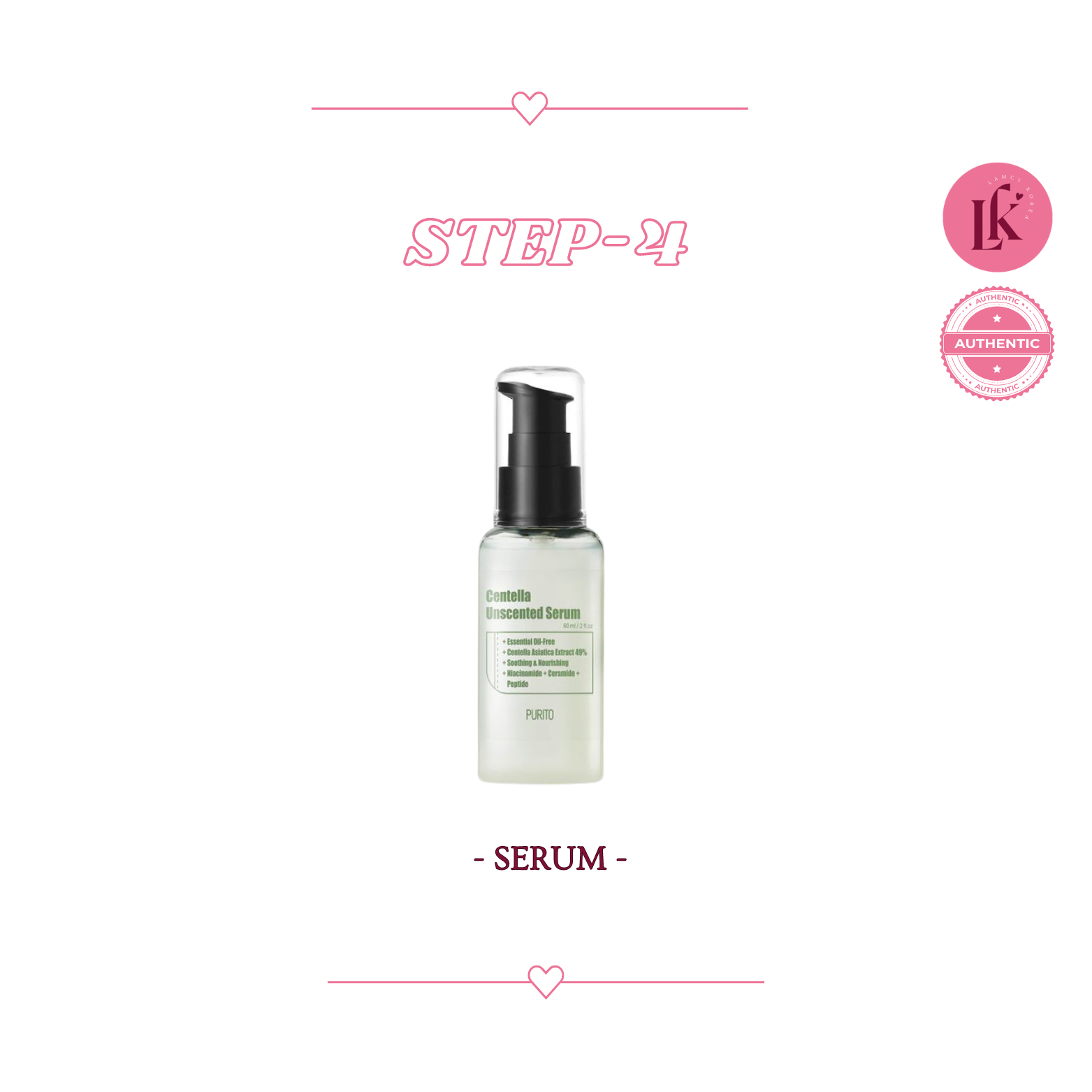 Korean skincare for sensitive skin 4th product Purito Centella Unscented Serum - calming serum with Centella Asiatica and panthenol, fragrance-free for sensitive skin