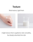 Close-up of the lightweight, non-greasy texture of Benton Deep Green Tea Lotion, showing its smooth, creamy consistency that absorbs quickly into the skin