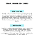 Unpa Lacto Cica Barrier Cream – Close-up of ingredients like Centella Asiatica and probiotics, highlighting their calming, healing, and barrier-strengthening benefits for irritated and sensitive skin.