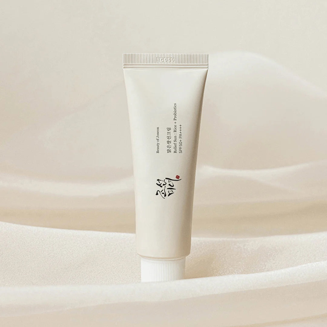 Beauty of Joseon Relief Sun Rice + Probiotics SPF 50+ PA++++ sunscreen, 50ml, a lightweight, non-greasy sunscreen with rice extract and probiotics for hydration and sun protection