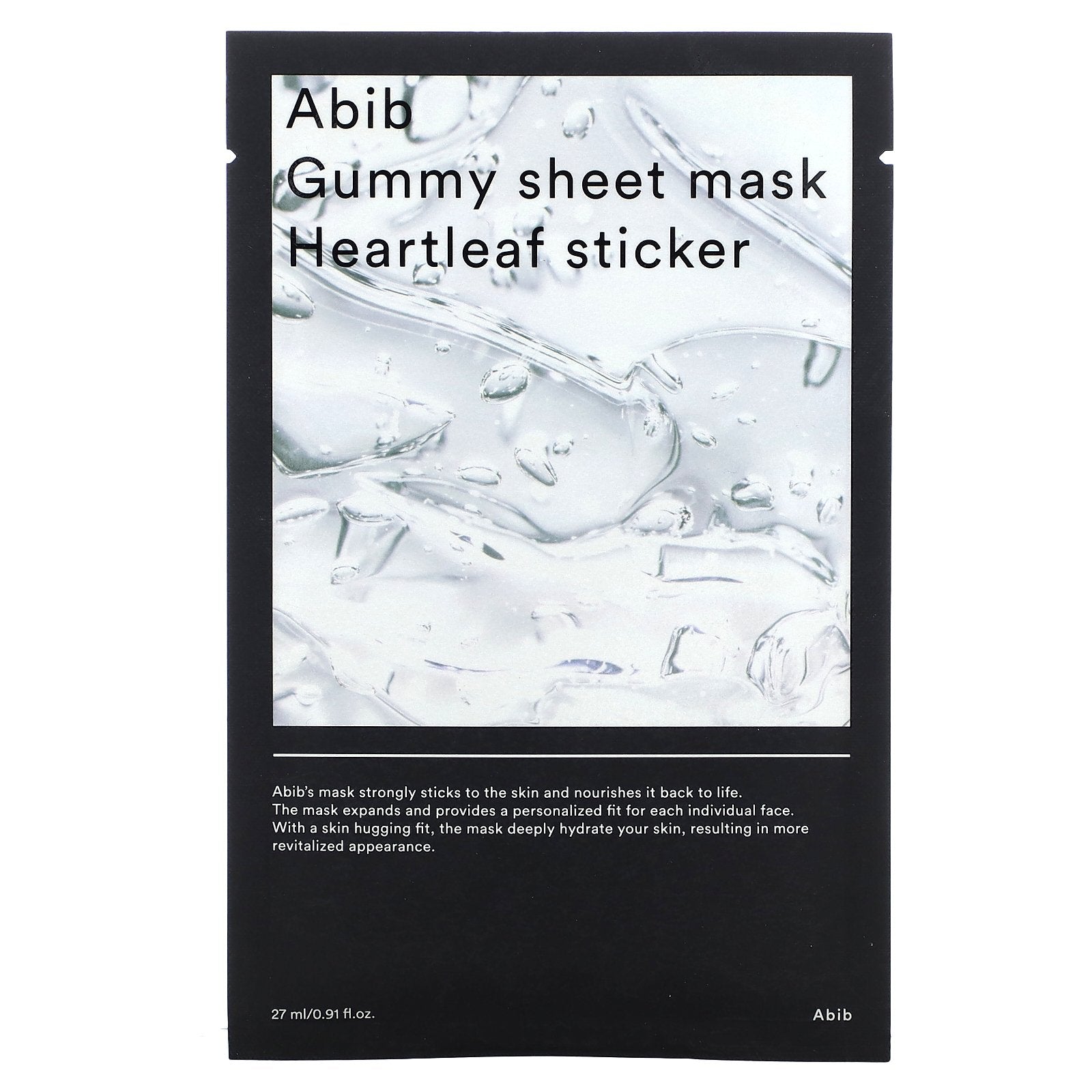 Abib Gummy Sheet Mask Heartleaf Sticker providing deep hydration and calming relief for sensitive, dry skin