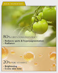 Key ingredients in It’s Skin Power 10 Formula VC Effector: Vitamin C for brightening and dark spot reduction, and Green Tea Extract for soothing and antioxidant protection.