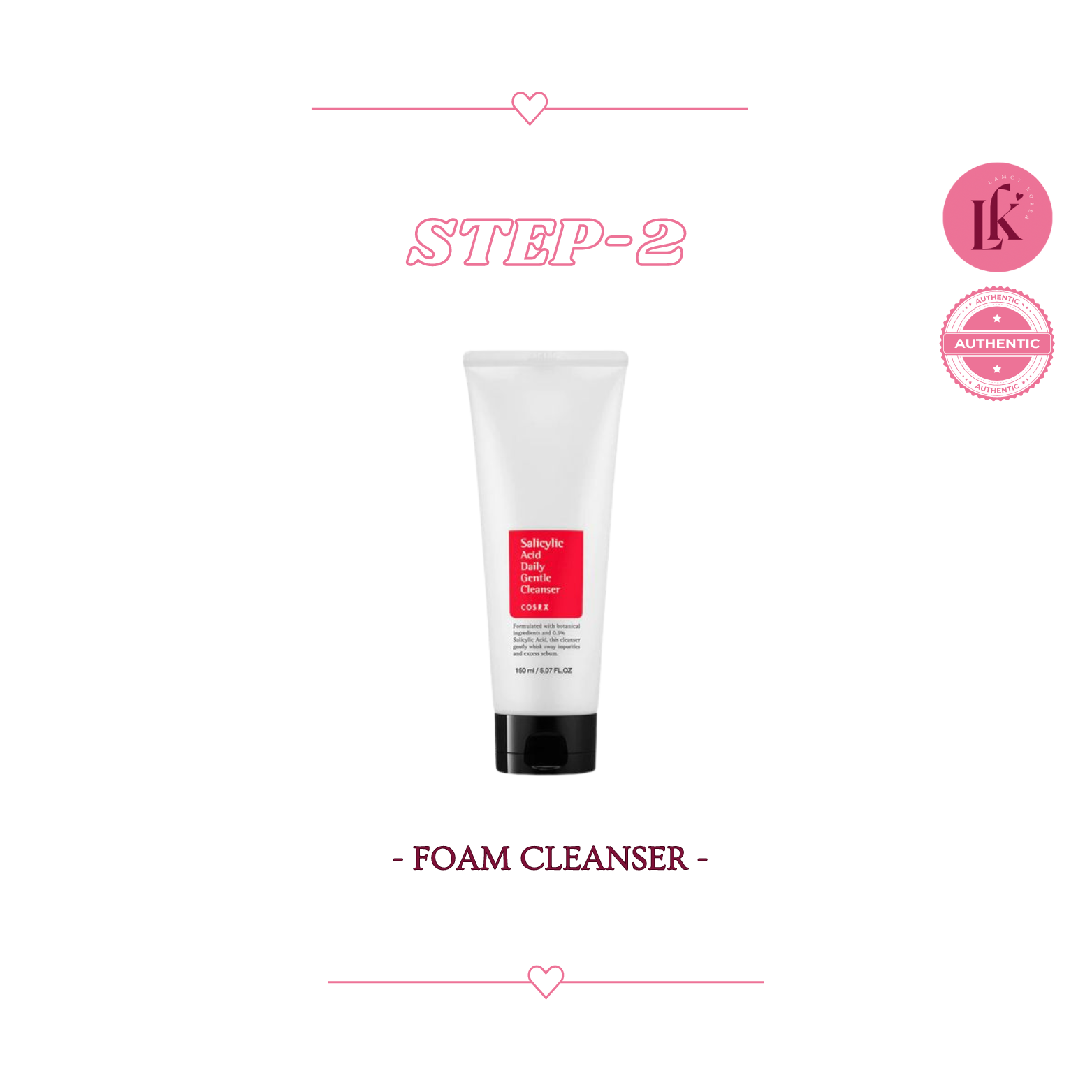 K-Skincare routine for oily skin 2nd product Cosrx Salicylic Acid Daily Gentle Cleanser - foaming cleanser with salicylic acid and tea tree oil for acne-prone skin