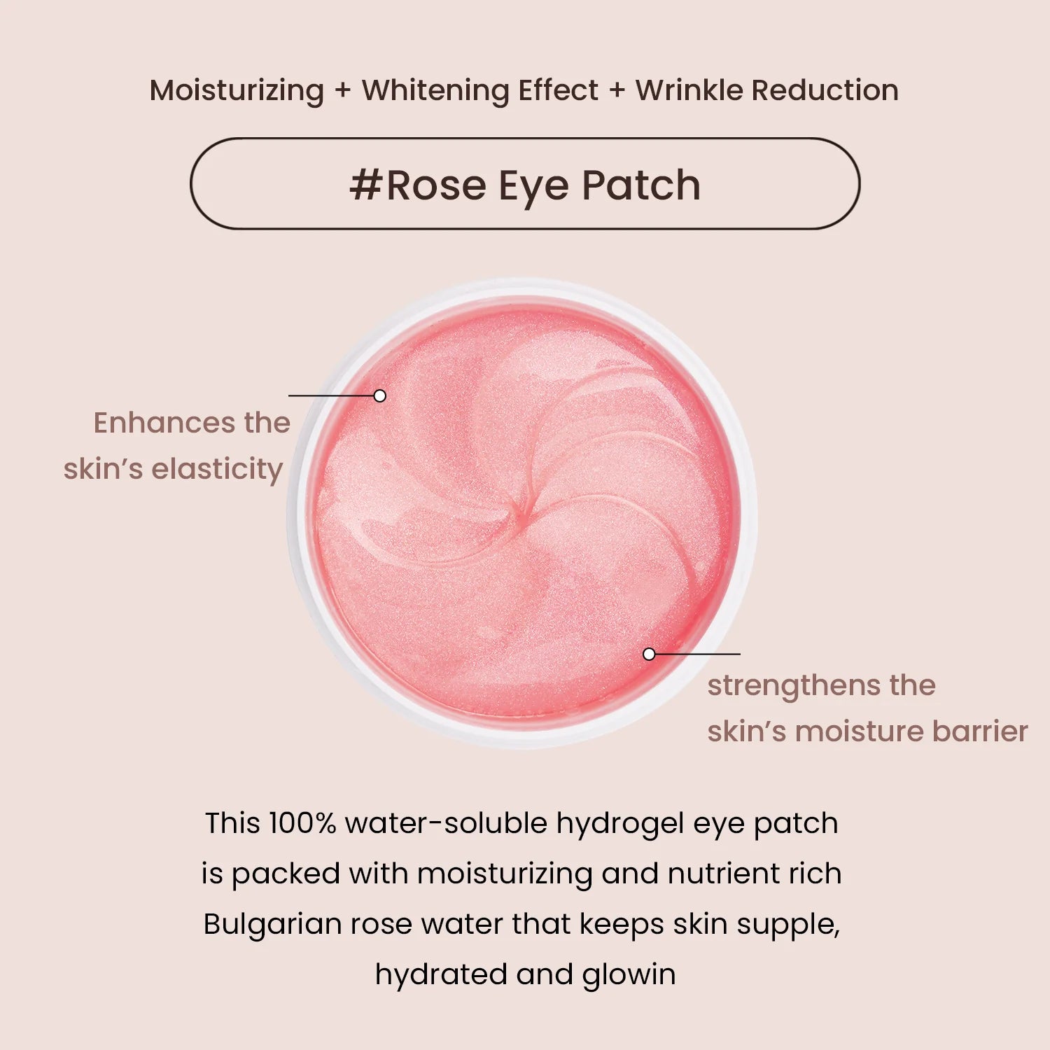 Heimish Bulgarian Rose Hydrogel Eye Patch packaging with calming rose scent and nourishing ingredients for the delicate skin around the eyes