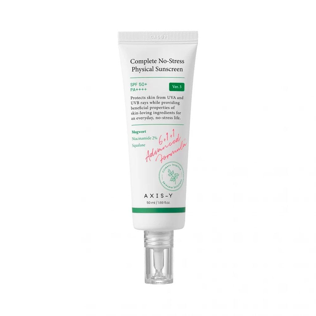AXIS-Y Complete No-Stress Physical Sunscreen (V3): Reef-safe, gentle sunscreen with a gel-cream texture that protects from UVA and UVB rays