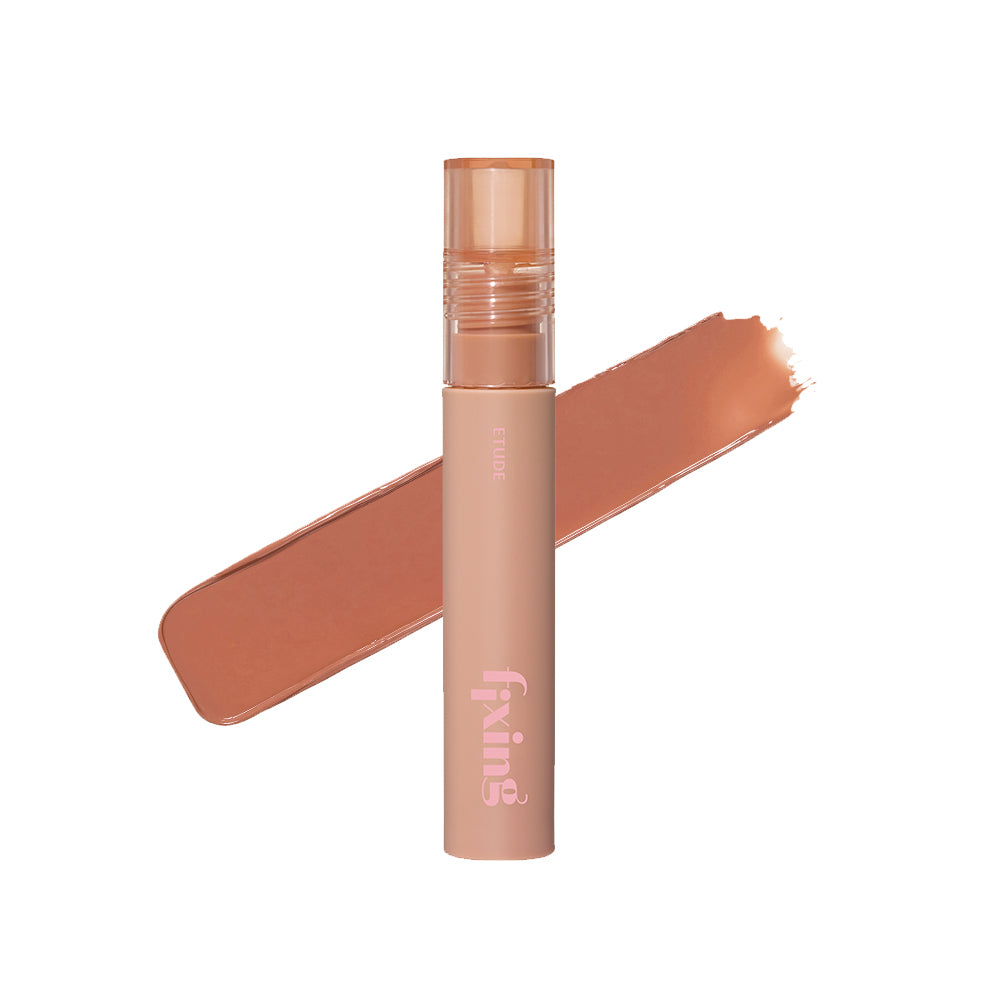 Etude House Fixing Tint – lightweight, hydrating lip tint with a matte finish, available in Vintage Red, Ginger Milk Tea, and Midnight Mauve