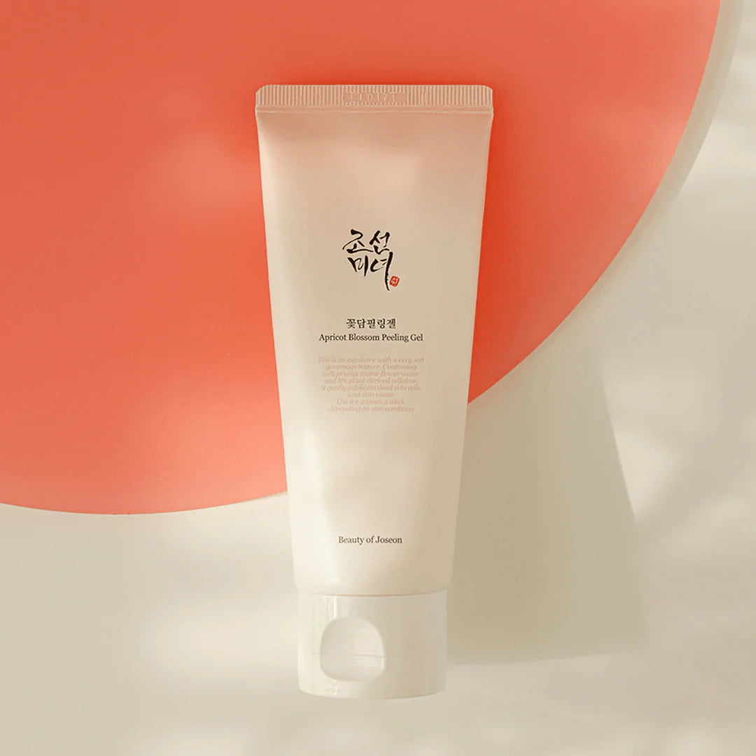 Key ingredients in The Beauty of Joseon Apricot Blossom Peeling Gel: 19% Prunus Mume Flower Water, Apple Extract, Green Tea Extract, and Rice Extract, working together to hydrate, soothe, and exfoliate the skin