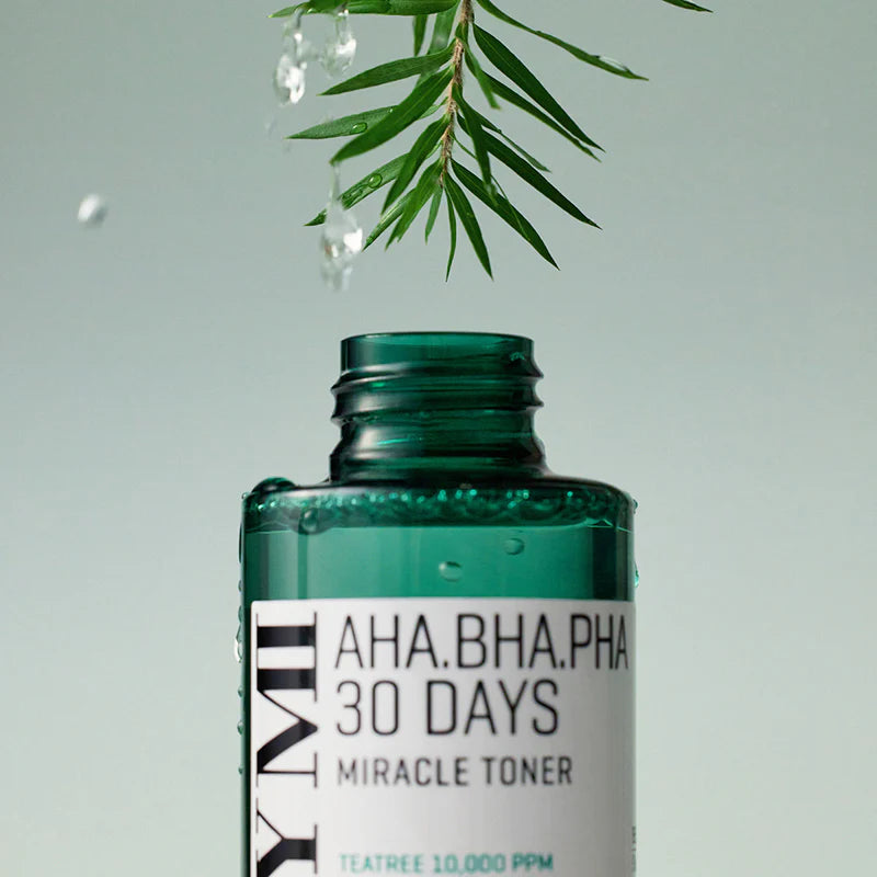 Some By Mi AHA BHA PHA 30 Days Miracle Toner – Exfoliating toner with AHA, BHA, PHA, tea tree extract, and niacinamide for clear, smooth, and bright skin.