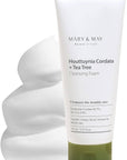 Mary & May Houttuynia Cordata Tea Tree Cleansing Foam – A 150ml bottle of creamy cleanser formulated with 40.7% Houttuynia Cordata and 6.8% Tea Tree Extract, designed to calm and cleanse troubled skin.