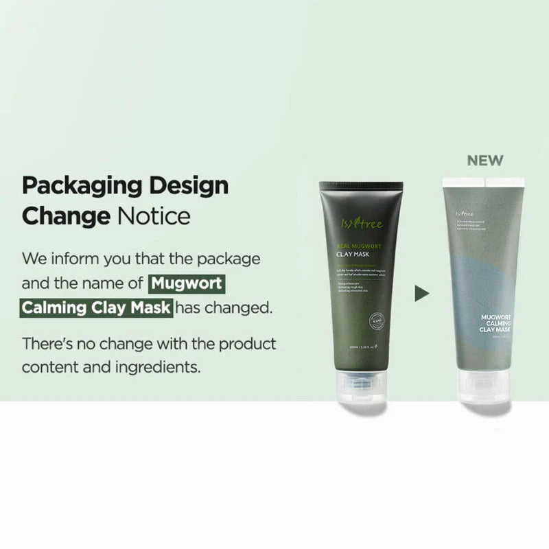 Isntree Real Mugwort Clay Mask packaging – 100ml jar with a smooth, thick formula for soothing and pore-cleansing treatment