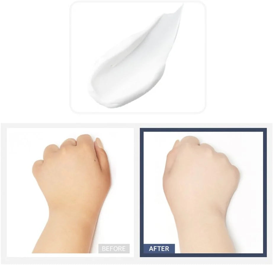 Applying Secret Key Snow White Cream – Gently massaging cream into skin for an even-toned and glowing complexion.