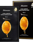 JM Solution Honey Luminous Royal Propolis Mask - nourishing sheet mask with propolis, green propolis, and royal jelly for hydrated, glowing skin