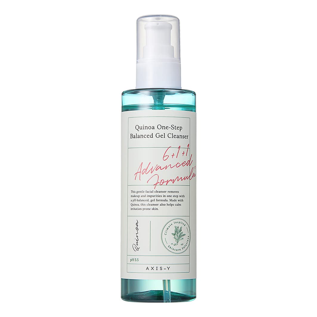 AXIS-Y Quinoa One Step Balanced Gel Cleanser: A gentle, hydrating gel cleanser with quinoa and soothing ingredients like centella asiatica and calendula for balanced, refreshed skin