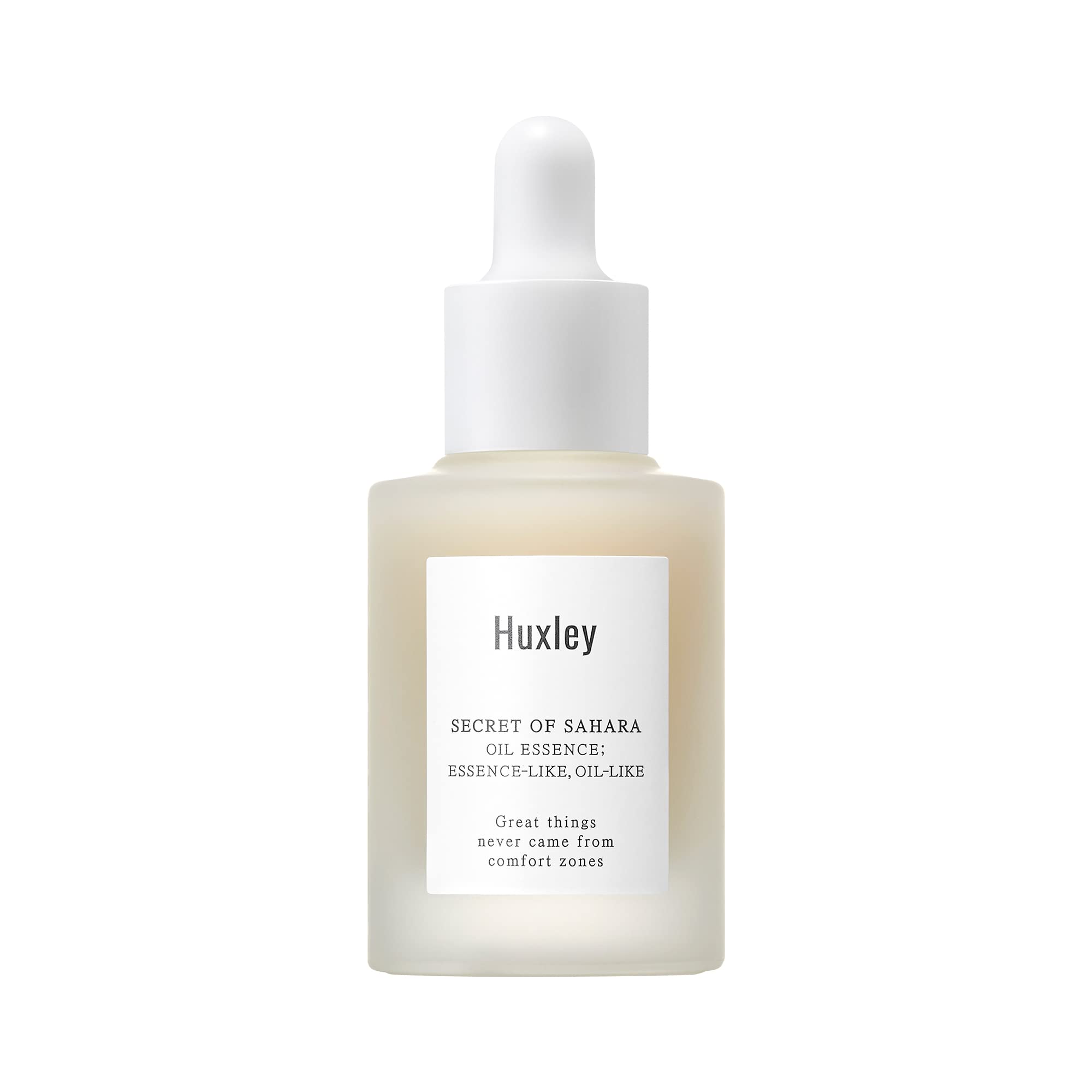 Huxley Oil Essence, a lightweight blend of oil and essence with cactus extract and acai berry, providing hydration and nourishment without a greasy feel