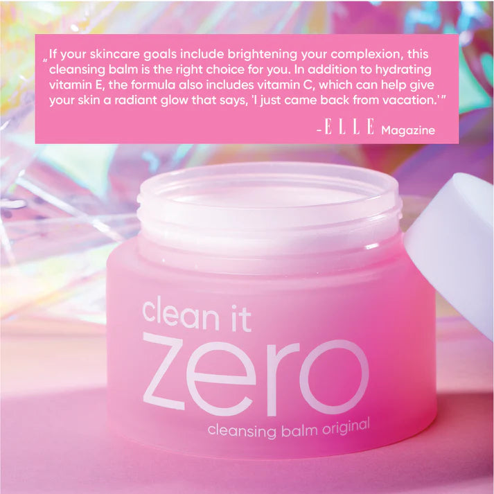 Close-up of Banila Co Clean It Zero Cleansing Balm Original showing its smooth balm-to-oil texture, perfect for dissolving makeup and dirt with a gentle, hydrating cleanse