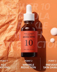 Close-up of It’s Skin Power 10 Formula Q10 Effector serum’s smooth texture, designed to hydrate and improve skin elasticity