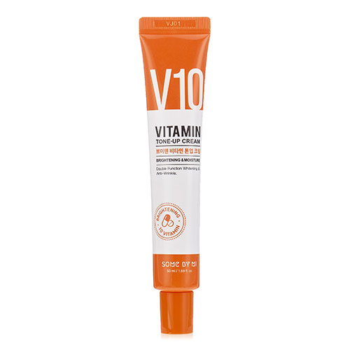Some By Mi V10 Vitamin Tone-Up Cream – Vitamin-rich cream with 700,000ppm Vitamin Tree Fruit Extract, designed to brighten, moisturize, and revitalize the skin with a natural pinkish glow.