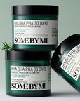 Some By Mi AHA BHA PHA 30 Days Miracle Truecica Clear Pad – Exfoliating cotton pads soaked in Truecica essence and AHA/BHA/PHA to clear acne and improve skin texture.
