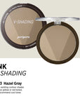 Peripera Ink V Shading contour powder in a compact size, designed for creating natural 3D shading on the face. Comes in three shades: Almond Brown 01, Cacao Brown 02, and Hazel Gray, providing a sculpted, soft, and smooth contour finish.