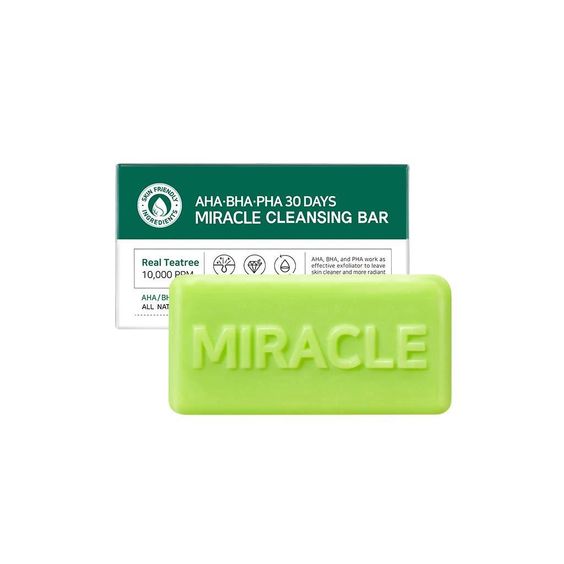 Some By Mi AHA BHA PHA 30 Days Miracle Cleansing Bar – Soap bar to cleanse, exfoliate, and treat acne with tea tree extract and gentle AHAs.