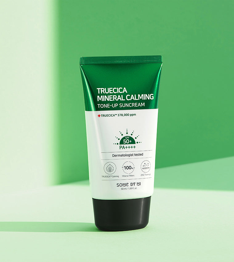 Some By Mi Truecica Mineral 100 Calming Suncream SPF50+ PA++++ – Sunscreen with strong sun protection, Truecica to calm sensitive skin, and moisturizing essence to brighten and hydrate.