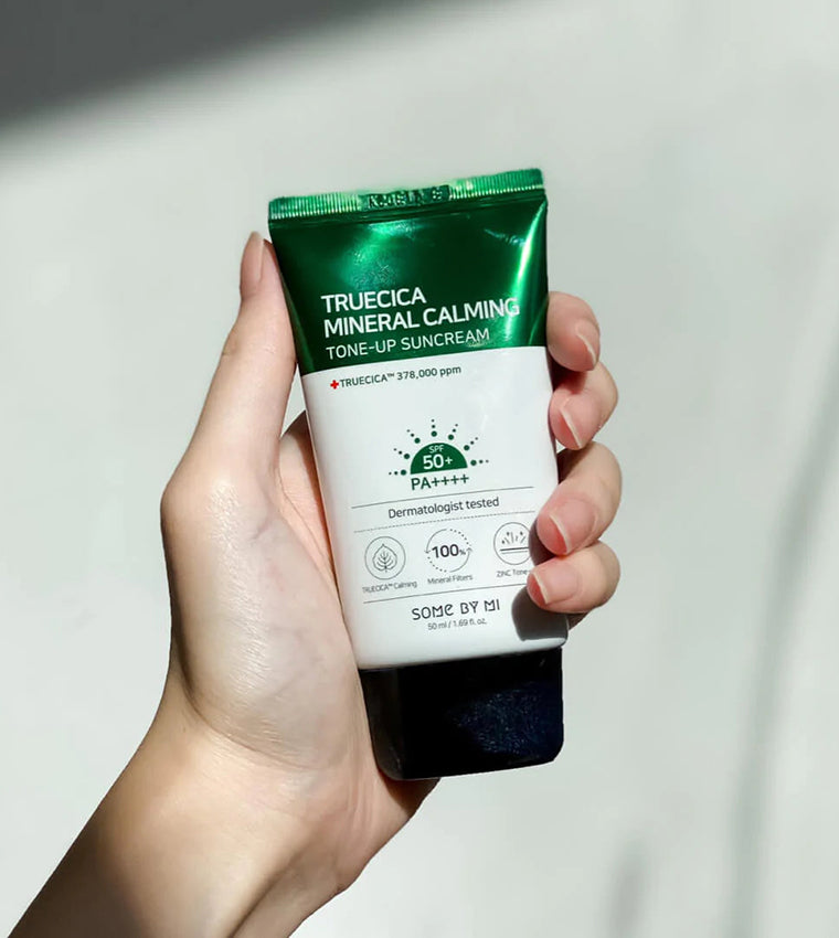 Some By Mi Truecica Mineral 100 Calming Suncream SPF50+ PA++++ – Sunscreen with strong sun protection, Truecica to calm sensitive skin, and moisturizing essence to brighten and hydrate.