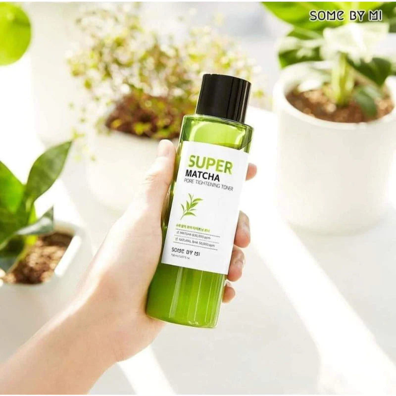 Some By Mi Super Matcha Pore Tightening Toner – A two-part toner with Matcha Water and soothing ingredients like Willow Bark, Tea Tree, and Centella to control oil, tighten pores, and calm skin.