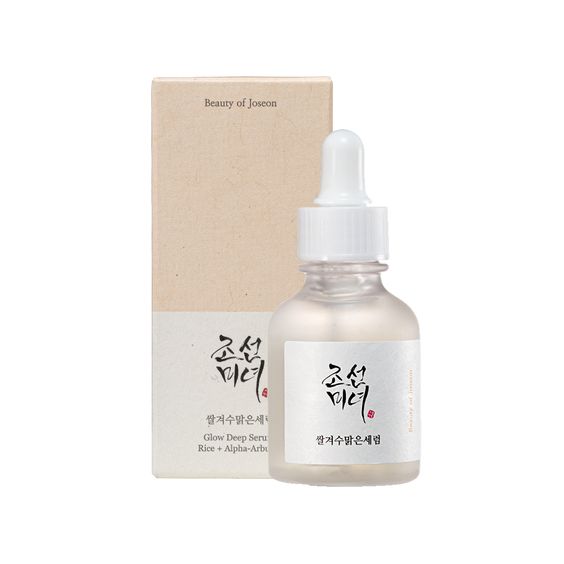 Beauty of Joseon Glow Deep Serum 30ml with 68% rice bran water and 2% alpha arbutin, designed to brighten skin, reduce pigmentation, and even skin tone