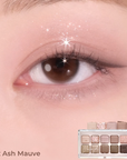 Close-up of eye makeup using Lilybyred Mood Keyboard – Features a mix of matte, shimmer, and glitter shades creating a sassy, eye-catching look.
